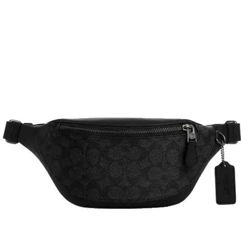 Coach Warren Mini Belt Bag Signature Canvas Charcoal Black CW369 NEW